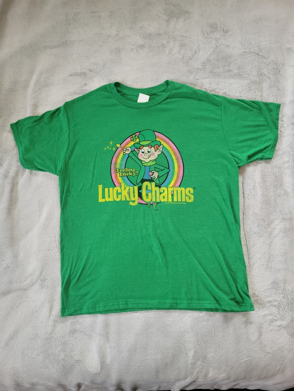 Lucky Charms Mens XL Feeling Lucky Green Short Sleeve Unisex Tshirt